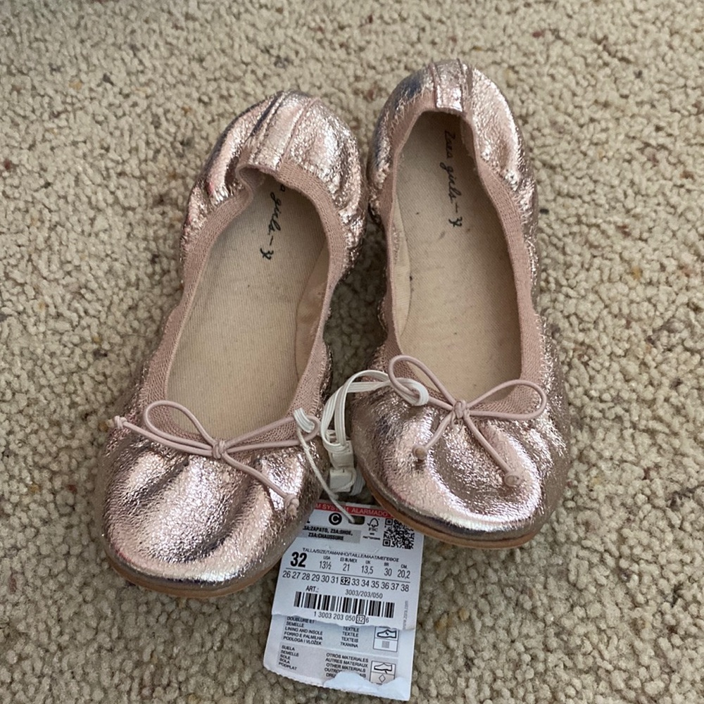 Zara ballet flats in rose/ pink blush metallic